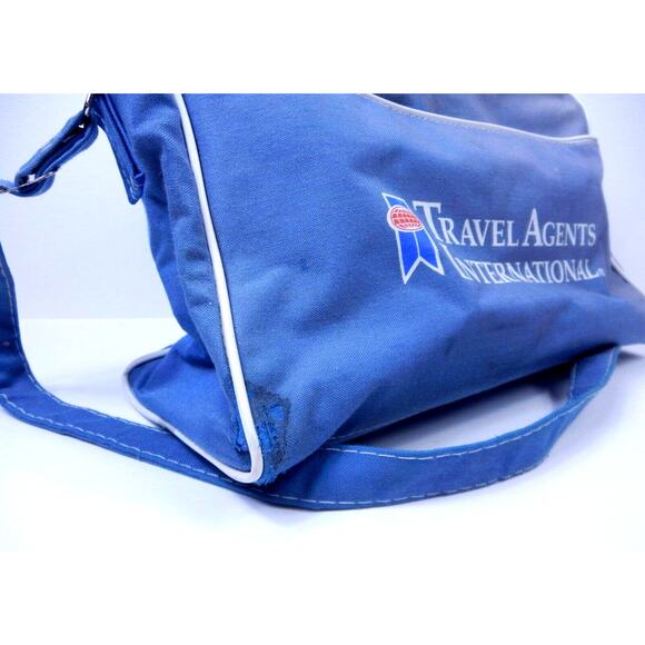 Vintage Travel Agents International Shoulder Bag Blue Carry On Tote Arline Bag - Picture 6 of 9